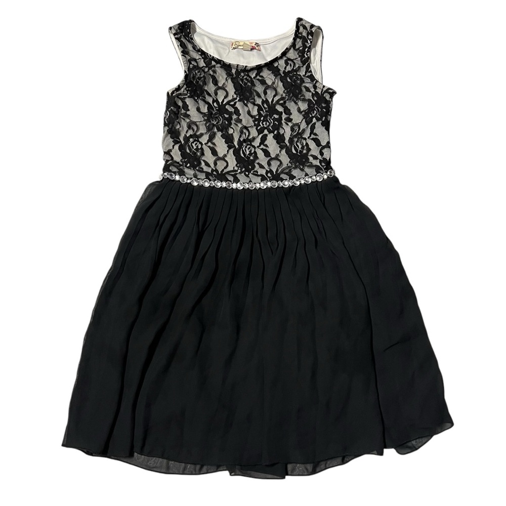 Speechless - Girls Beaded Lace Dress Black/White Sz. 12